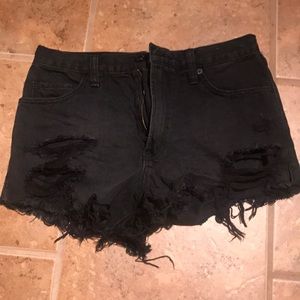 Distress Black Shorts